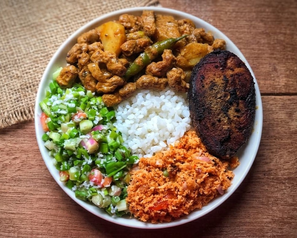 Sri Lankan style soy meat curry ingredients