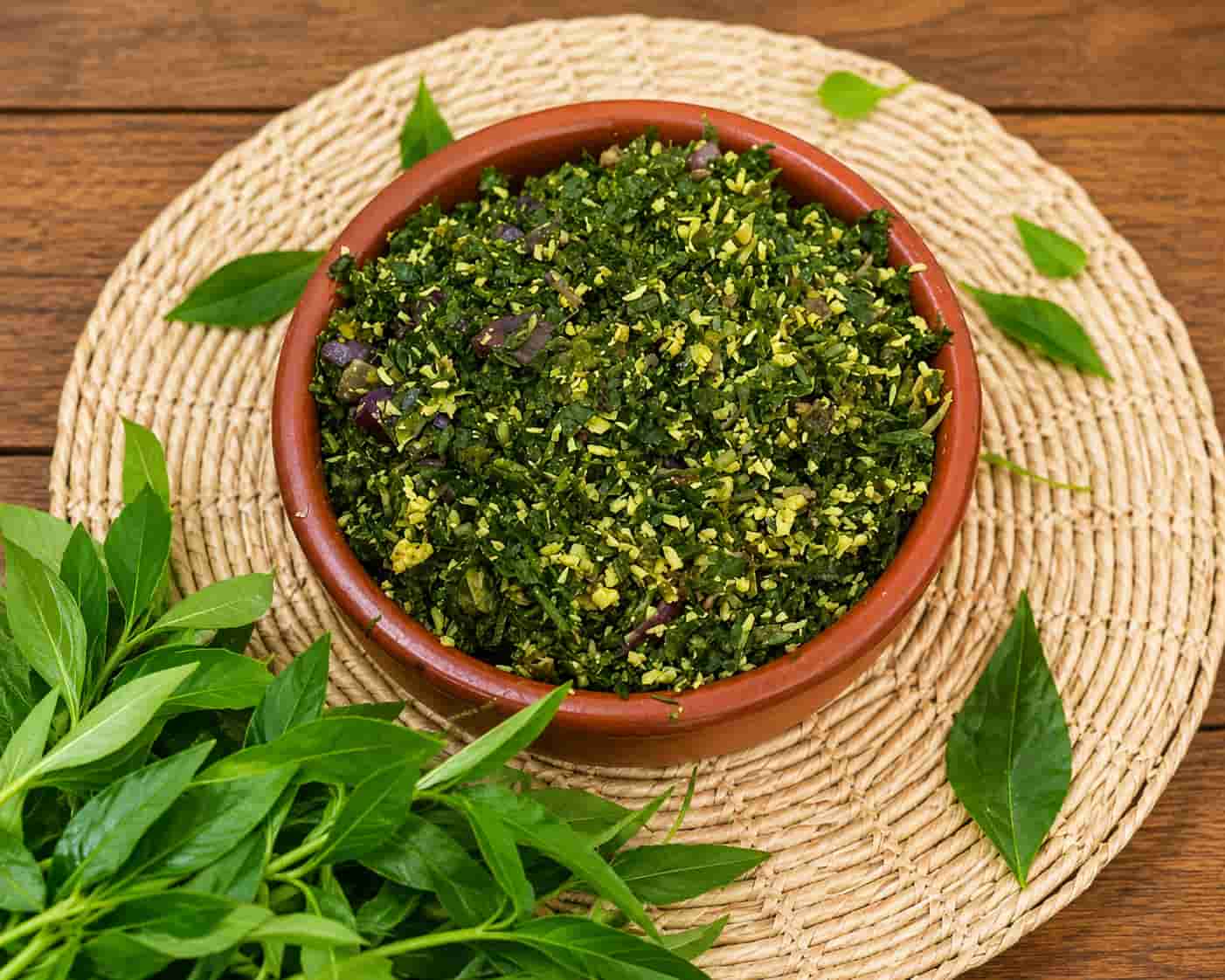 Fresh green leafy salad or spinach greens