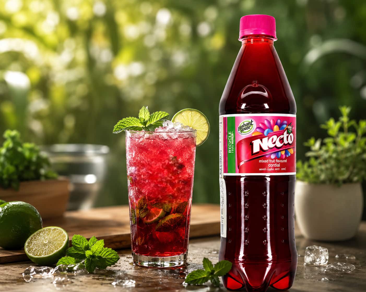 Chilled soft drinks and glasses