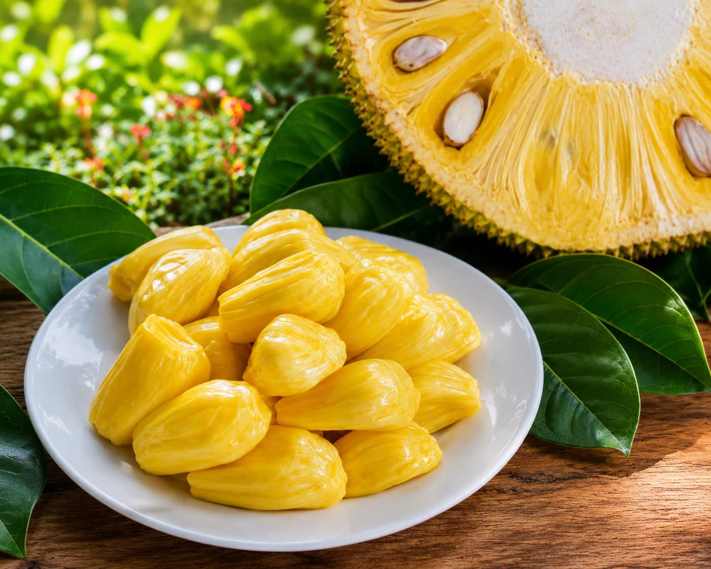 Ripe yellow jackfruit pods
