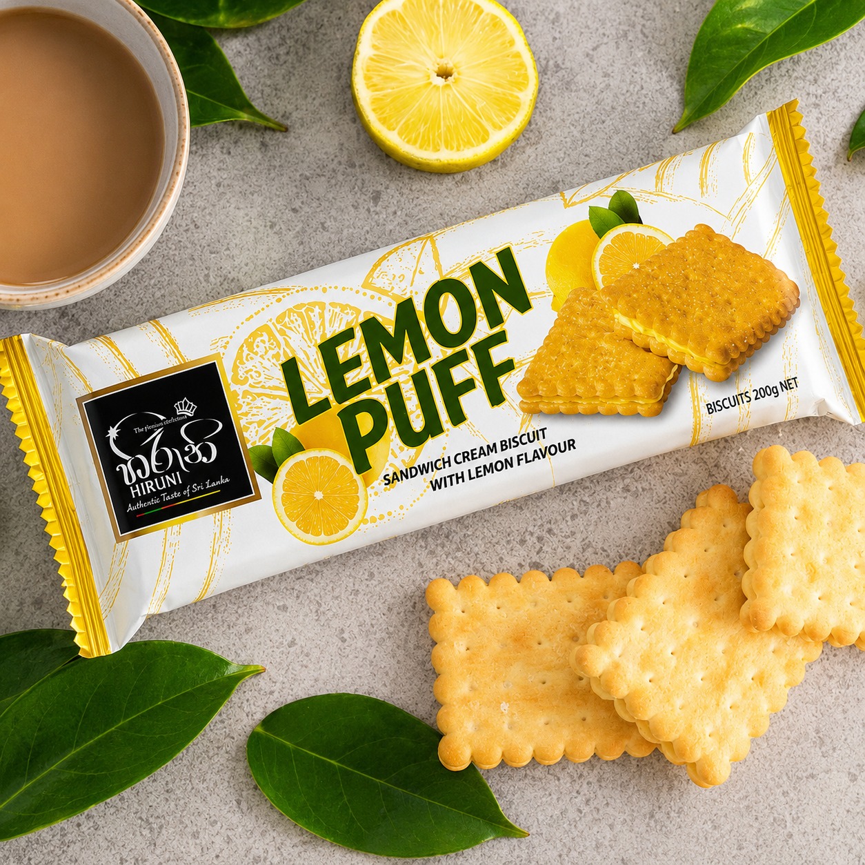 Lemon puff biscuits and lemon slices