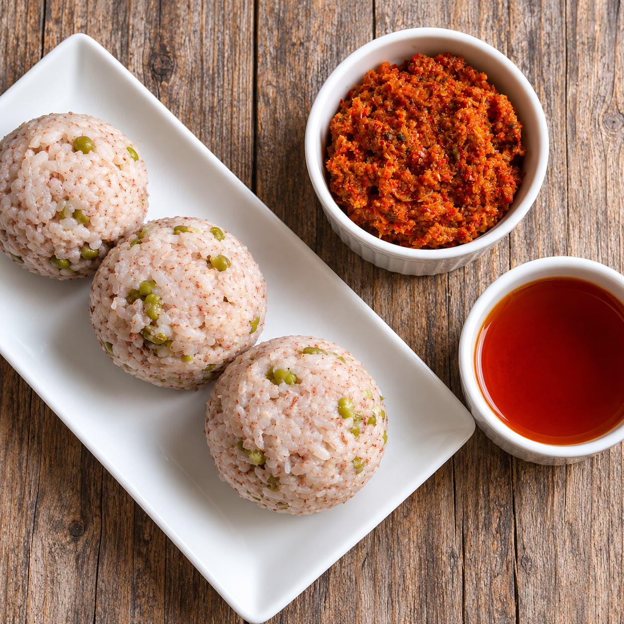 Sri Lankan breakfast table with hoppers and spicy sambol
