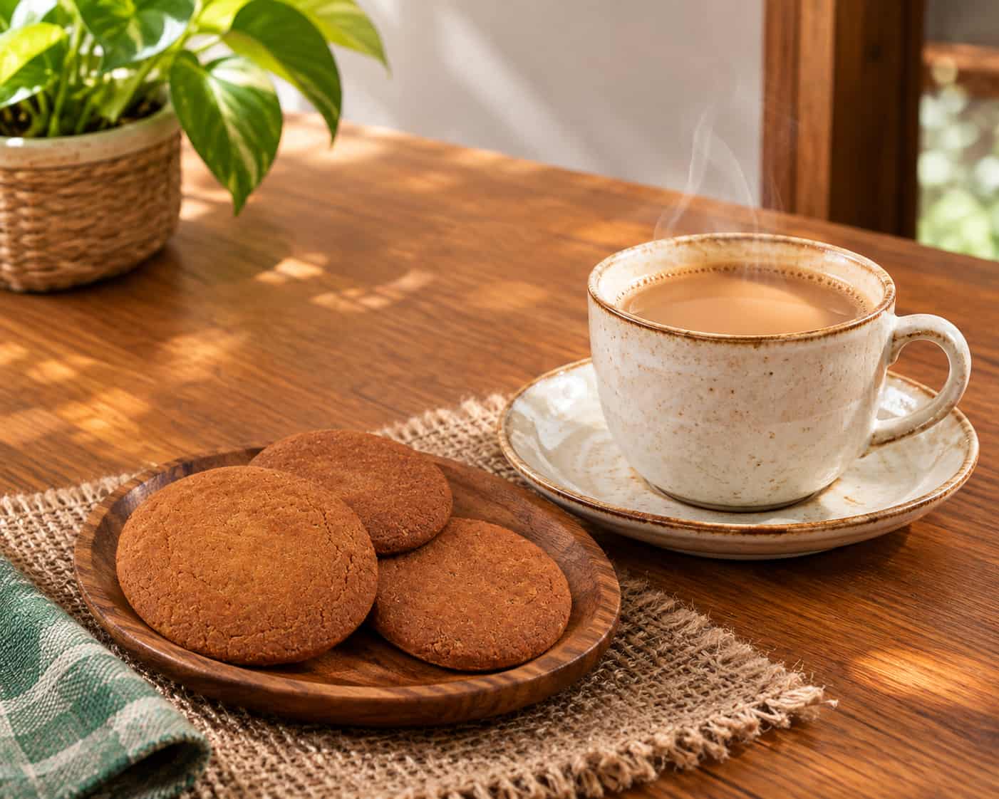 Ginger biscuits and fresh ginger root