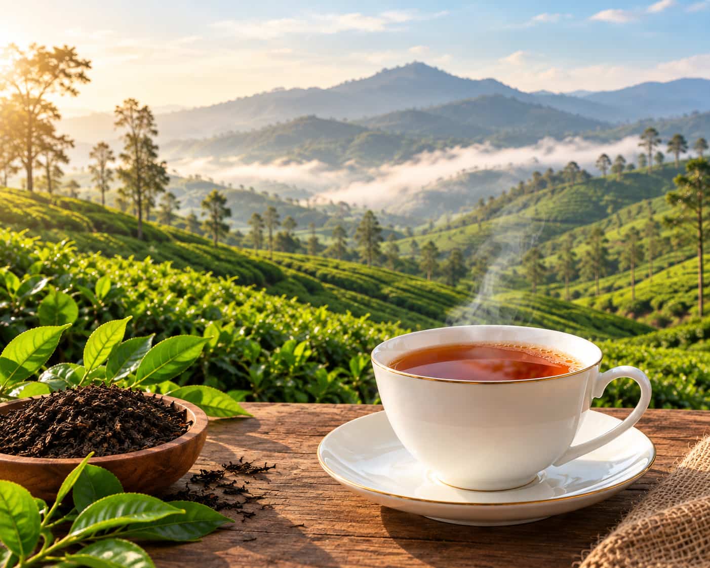 Zesta Ceylon black tea leaves and brew