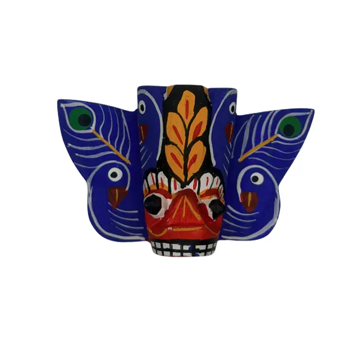 Sri Lankan Traditional Mask with Magnet (Height: 5 cm) – Blue | වෙස් මුහුණ