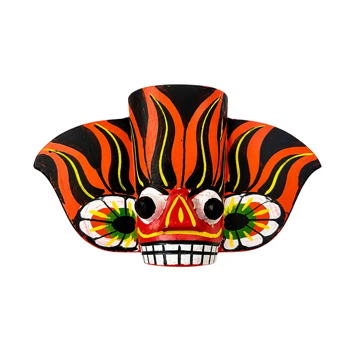 Sri Lankan Traditional Mask with Magnet (Height: 5 cm) – Red | වෙස් මුහුණ