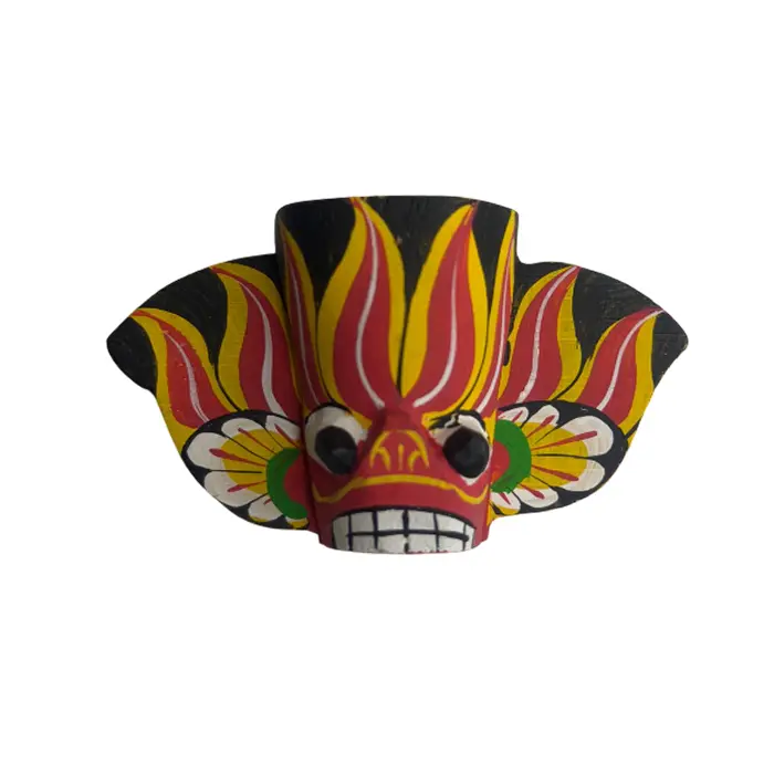 Sri Lankan Traditional Mask with Magnet (Height: 5 cm) – Yellow | වෙස් මුහුණ