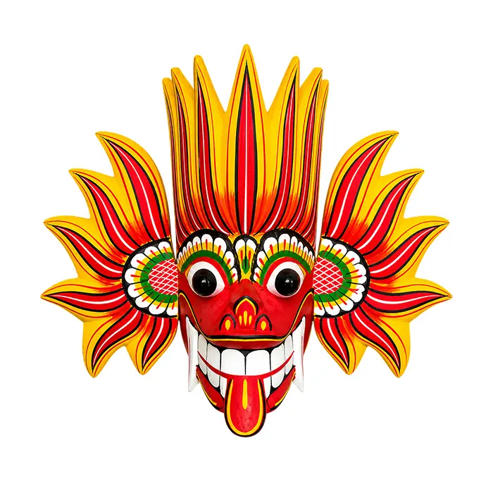 Sri Lankan Traditional Mask 15*22cm - Yellow | වෙස් මුහුණ