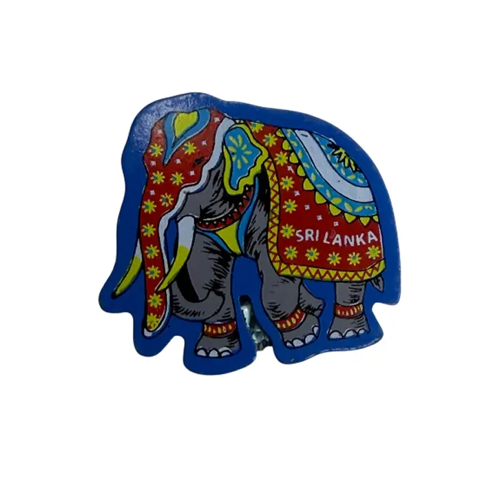Sri Lankan Wooden Elephant Magnet 4cm - Blue | ලී අලියා
