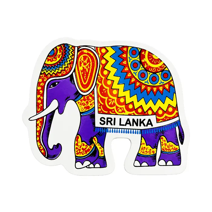 Sri Lankan Wooden Elephant Magnet 4cm - White | ලී අලියා