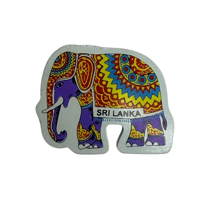 Sri Lankan Wooden Elephant Magnet 4cm - White | ලී අලියා