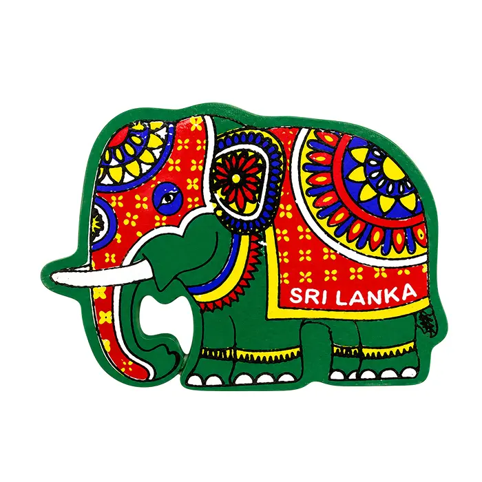 Sri Lankan Wooden Elephant Magnet 4cm - Green | ලී අලියා