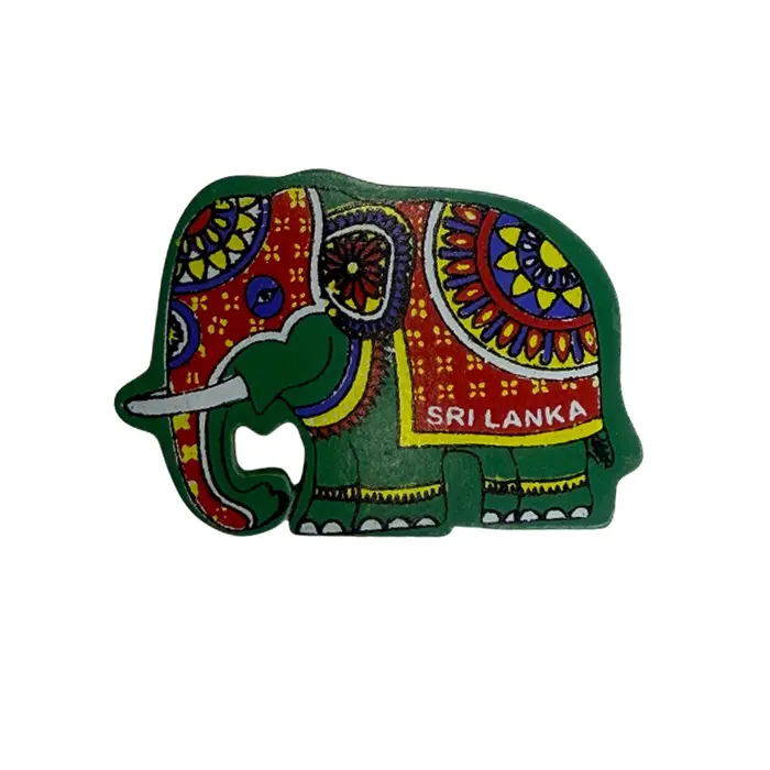 Sri Lankan Wooden Elephant Magnet 4cm - Green | ලී අලියා