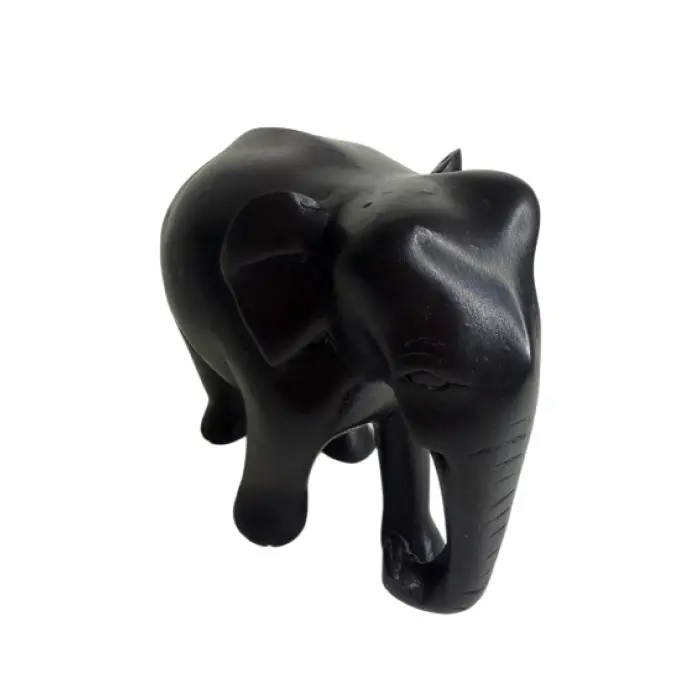 Black Hand-Carved Wooden Elephant 6cm | කළු අතින් කැටයම් කළ ලී අලියා