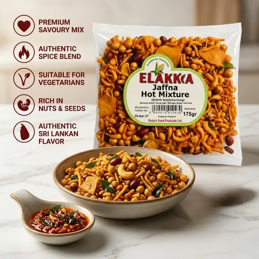 Elakkia Jaffna Hot Mixture 175g | Scharfe Jaffna-Snack-Mischung 