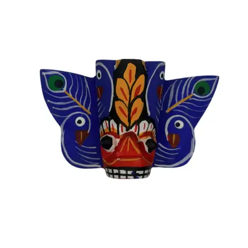 Sri Lankan Traditional Mask with Magnet (Height: 5 cm) – Blue | වෙස් මුහුණ