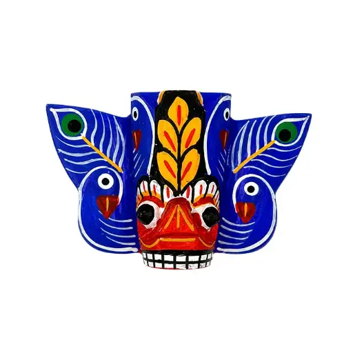 Sri Lankan Traditional Mask with Magnet (Height: 5 cm) – Blue | වෙස් මුහුණ