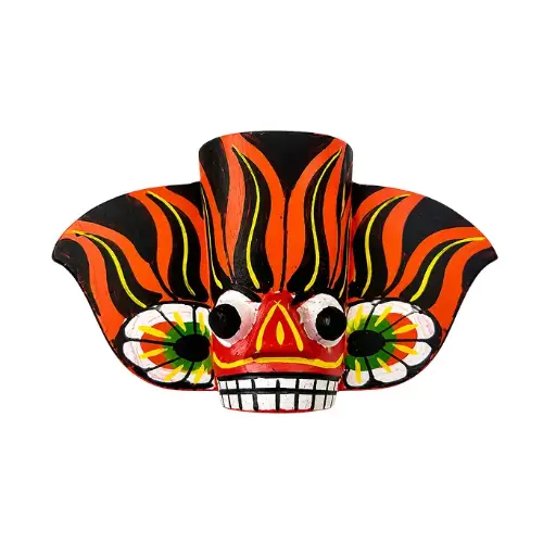 Sri Lankan Traditional Mask with Magnet (Height: 5 cm) – Red | වෙස් මුහුණ