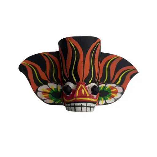 Sri Lankan Traditional Mask with Magnet (Height: 5 cm) – Red | වෙස් මුහුණ