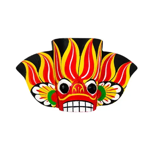 Sri Lankan Traditional Mask with Magnet (Height: 5 cm) – Yellow | වෙස් මුහුණ