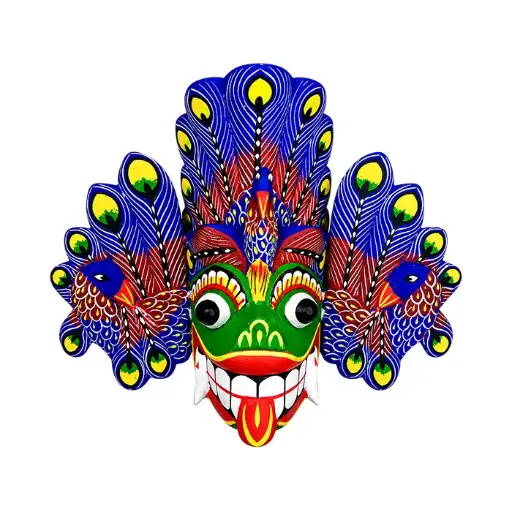 Sri Lankan Traditional Mask 15*22cm - Blue | වෙස් මුහුණ