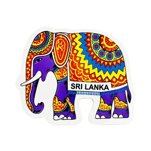 Sri Lankan Wooden Elephant Magnet 4cm - White | ලී අලියා