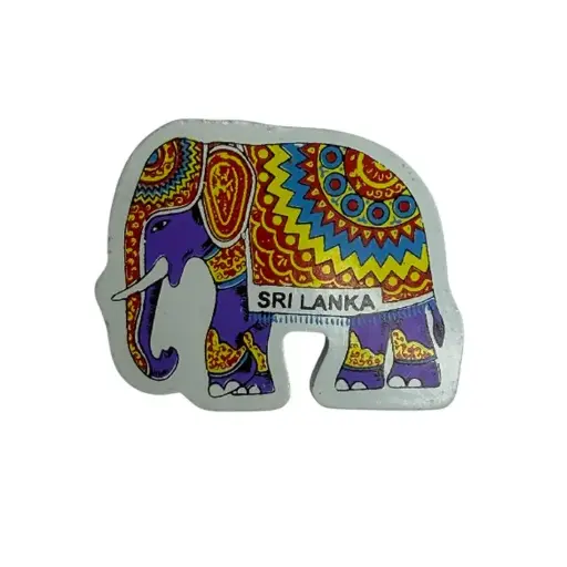 Sri Lankan Wooden Elephant Magnet 4cm - White | ලී අලියා