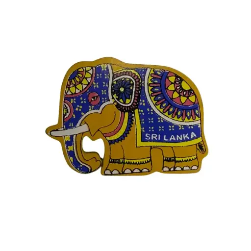 Sri Lankan Wooden Elephant Magnet 4cm - Yellow | ලී අලියා
