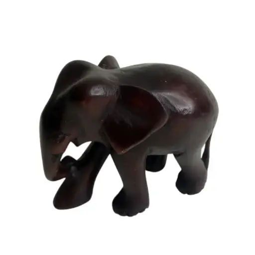 Dark Mahogany Hand-Carved Wooden Elephant 6cm | අතින් කැටයම් කළ ලී අලියා (මහෝගනී)